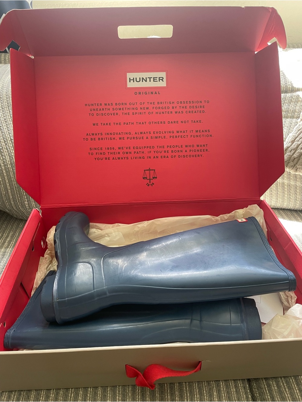 Hunter Tall Rain Boots in Deep Navy Blue - Picture 2 of 9